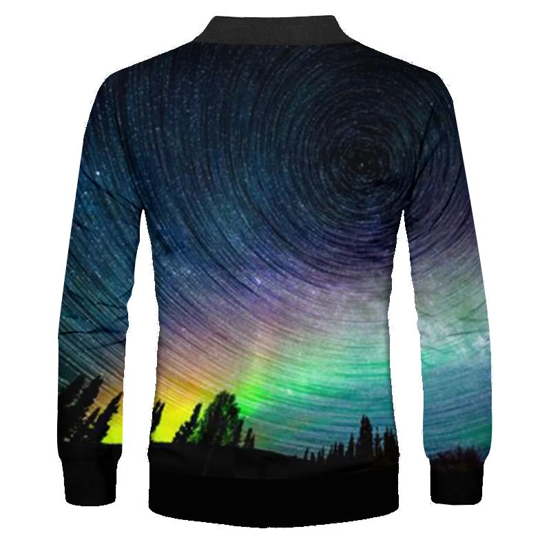 CJLM Man Large Size Rainbow Zip Jacket Colored Landscape Men's Zipper Tops 3D Printed Starry Sky Trend Sweatshirt | Мужская одежда
