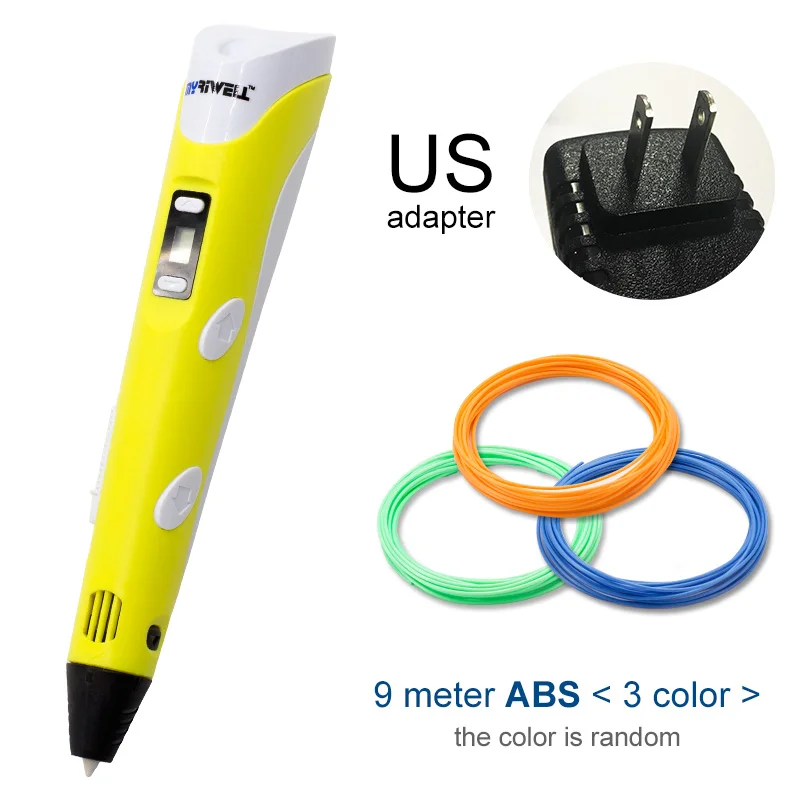 Myriwell 3D ручка LED Дисплей 2nd поколения 3D печать Ручка с 9 м ABS нити Искусство DIY ручки для детей инструменты рисования - Цвет: Yellow US