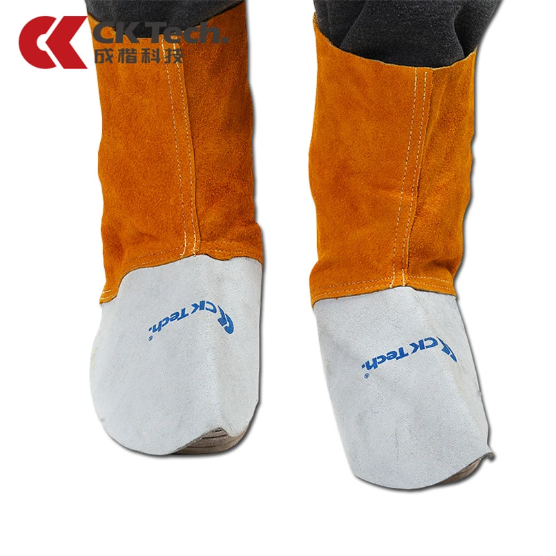 CK Tech. Welding Leather Shoes Cover Flame Resistant Anti-Heat Wear Resistant Workplace Welder's Foots Cowhide Protective Cover