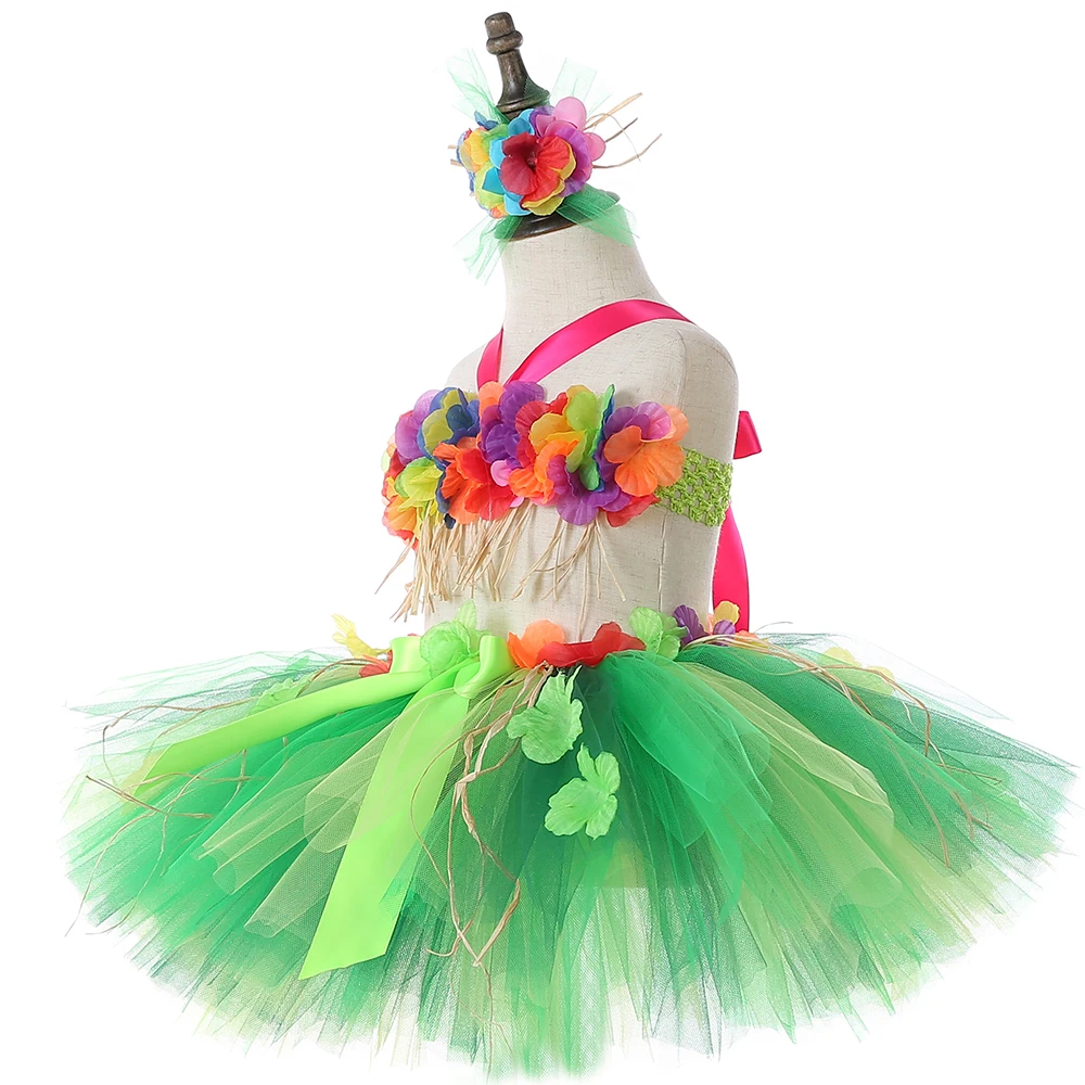 Kids Girls Lafite Flower Hawaii Ballet Dance Dress with Bracelet Summer Spring Child Beach Vacation Photo Prop Outfit Clothes | Детская