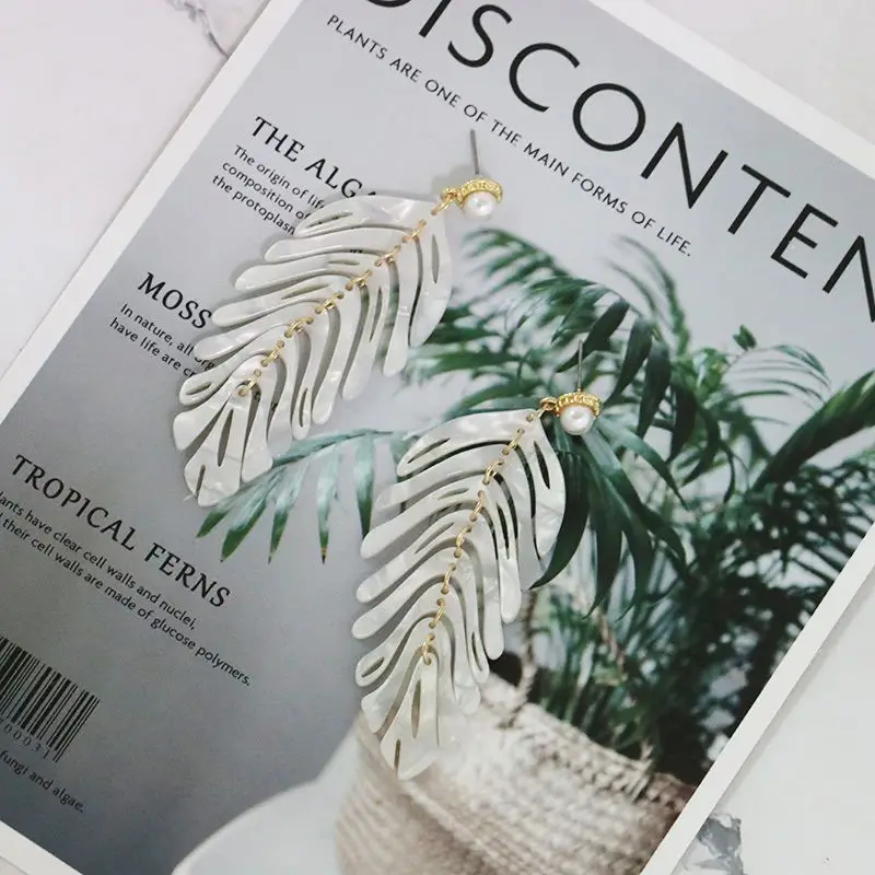 Женские Висячие серьги с акриловыми листьями 1 пара модные свадебные украшения в