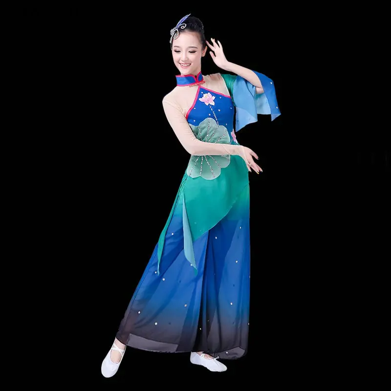 Китайский фолк-костюм для танцев оптовая продажа китайский воротник веер