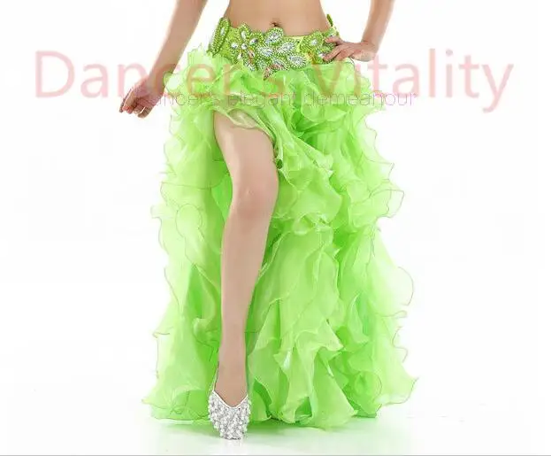 light green Горячая распродажа! Костюмы для танцев живота, сексуальная женская юбка для сцены, юбки для танцев живота - Цвет: light green
