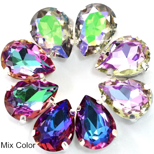 Mix Color 20 штук, AAAAA, качественная, Каплевидная форма пришить стразы с когтями 10x14 мм с украшением в виде кристаллов Стекло Стразы для Сделай Сам одежда свадебное платье B1220 - Цвет: Mix Color