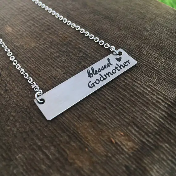 2018 Новое прямоугольное ожерелье из нержавеющей стали с надписью Godmother
