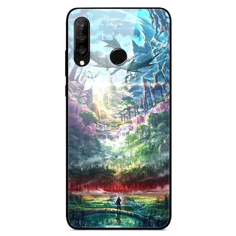 18 Для huawei P30 Lite чехол P30Lite глянцевое стекло TPU рамка твердая задняя крышка для huawei P30 Lite MRA-LX1M Nova 4E P 30 Lite чехол - Цвет: 18