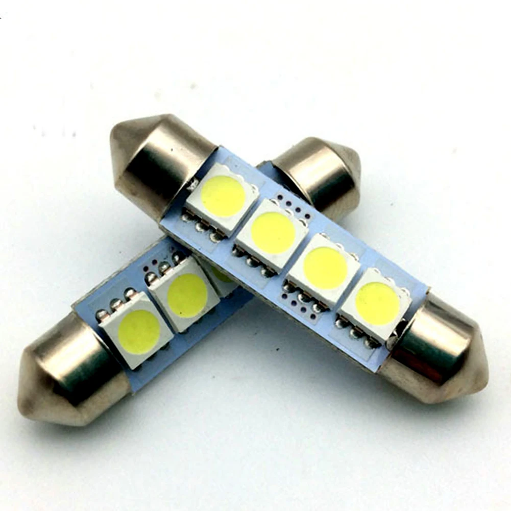 NEW 2 PCS 12V 41MM 4 SMD 5050 2W Car Interior Dome Festoon LED Light Bulbs Lamp White | Автомобили и мотоциклы