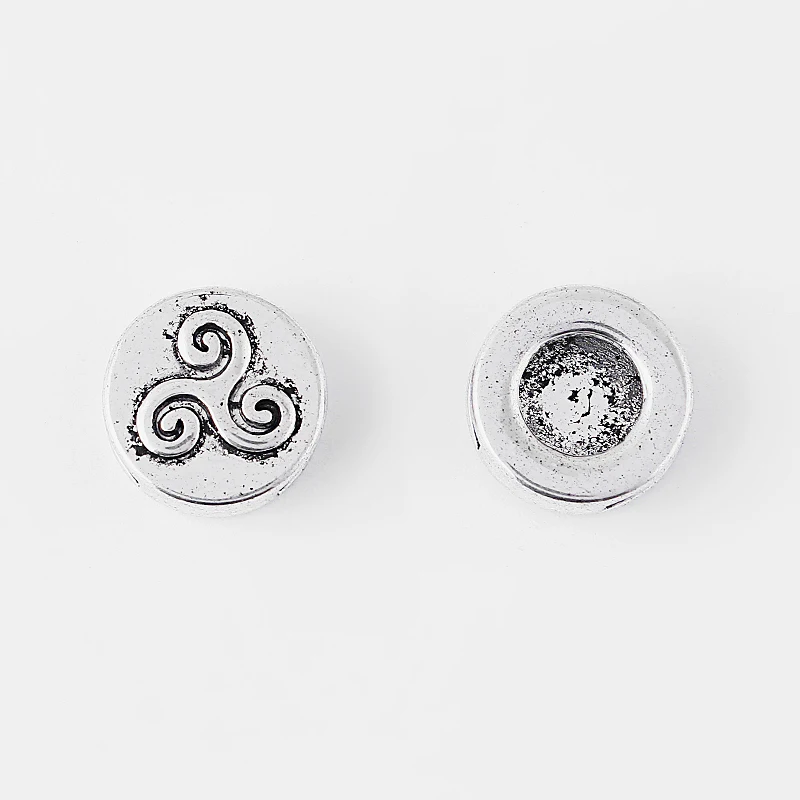 20pcs 9x2mm Hole Triskele Triskelion Triple Spiral Slider Spacer Beads For 9mm Flat Leather Cord Jewelry Findings | Украшения и
