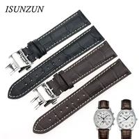 isunzun watch band for longines l2 watch strap leather watchband genuine leather brand