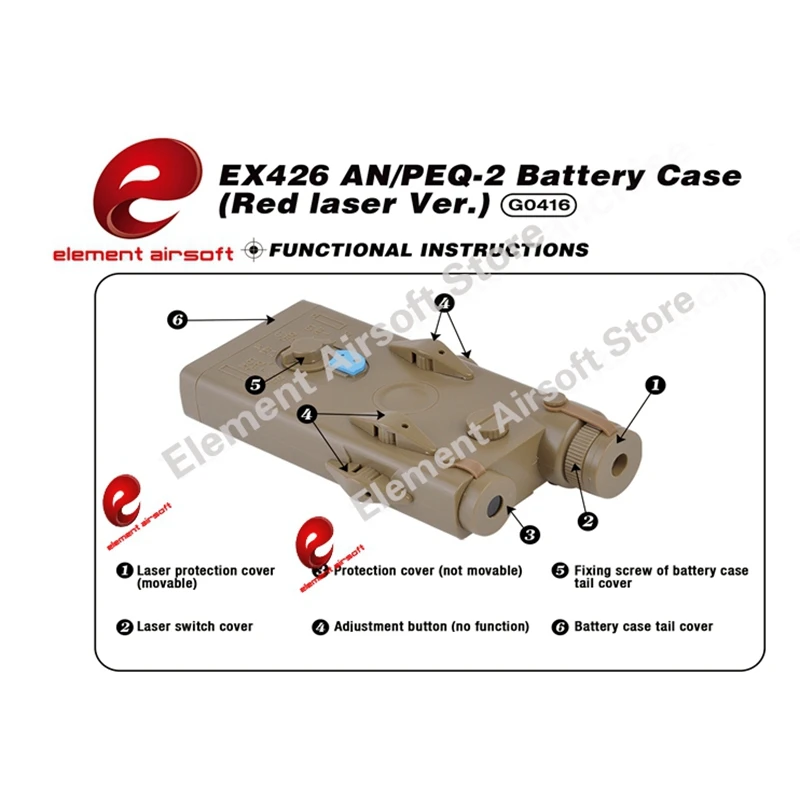 Чехол с красной лазерной батареей Element Airsoft AN/PEQ 2 версия без функции PEQ box EX426|peq