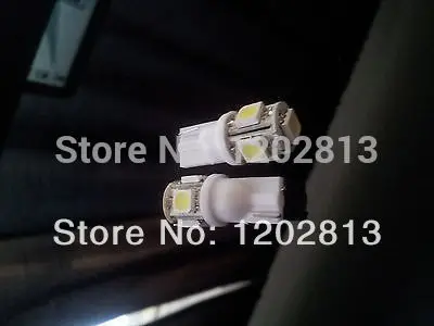 

Free shipping On Sale! 100pcs 5 SMD 5050 LED T10 Wedge Light bulbs Ultra White 192 168 194 W5W 2825 for car