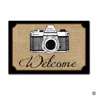 funny printed doormat entrance floor mat camera welcome non slip doormat 23 6 by 15 7 inch machine washable non woven fabric