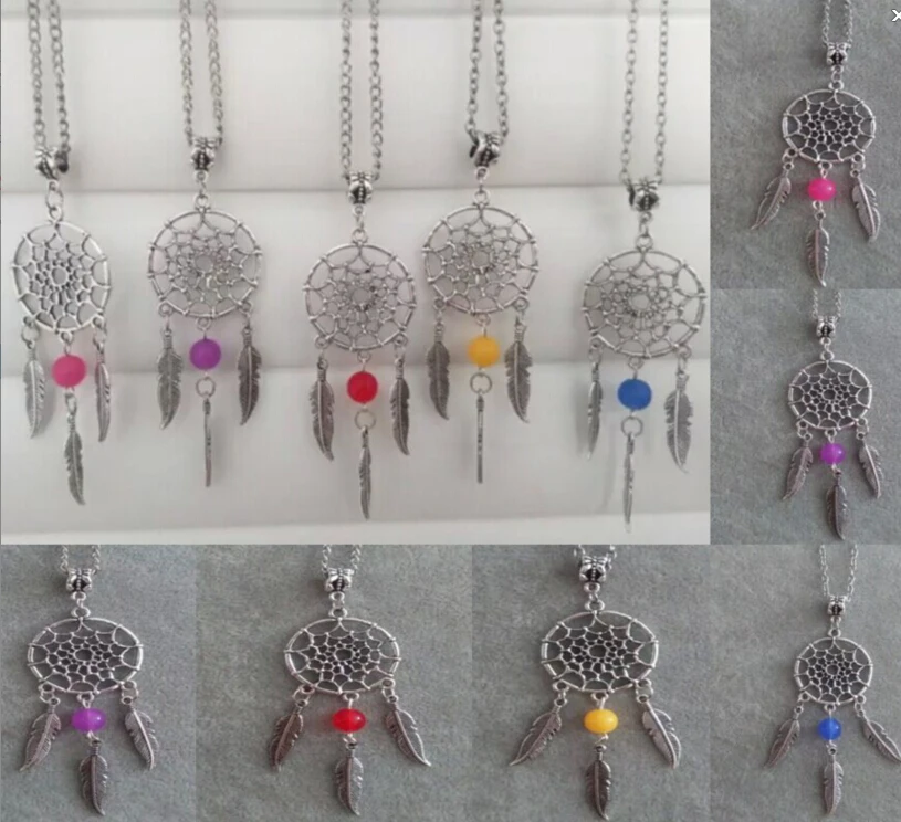 Модные ювелирные изделия Ловец снов перо и смешанные бусины Подвески чокер