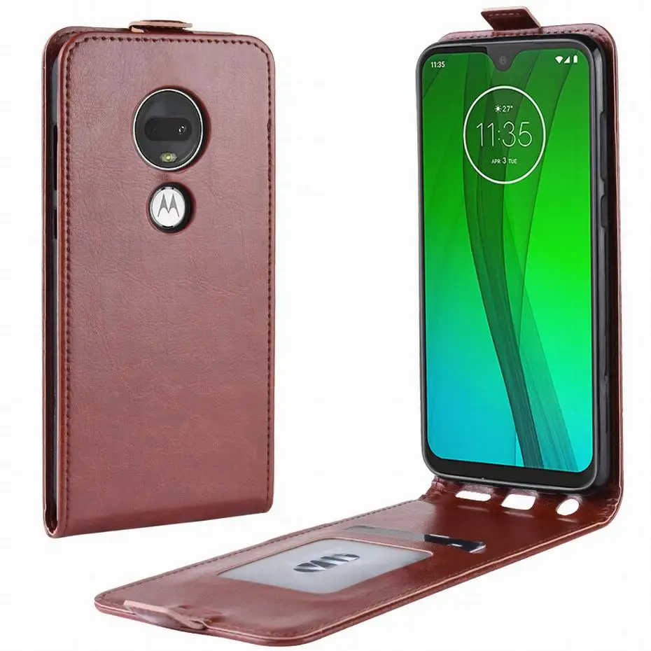 Brown Чехол G7 для Motorola Moto G7 Play чехол MOTO G7 Plus Чехол-книжка кошелек чехол для телефона из искусственной кожи для Moto G7 power G 7 MOTOG7 power - Цвет: Brown