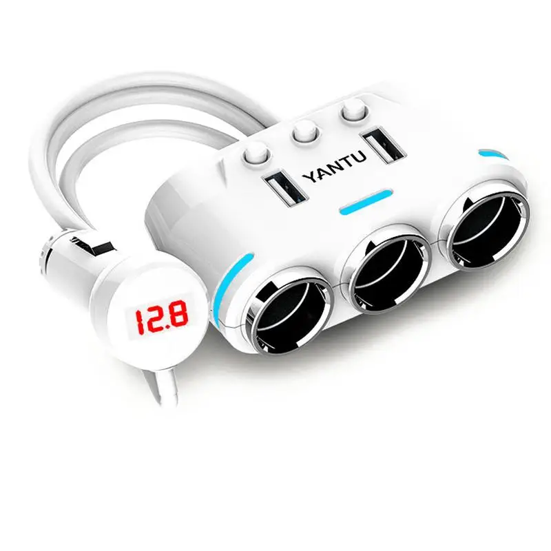 Белый Портативный двойной зарядное устройство usb 3 отверстия Универсальный 12 V-24 V навигатор вождения Автомобильный видеорегистратор MP3 вольтметр, прикуриватель - Название цвета: Белый