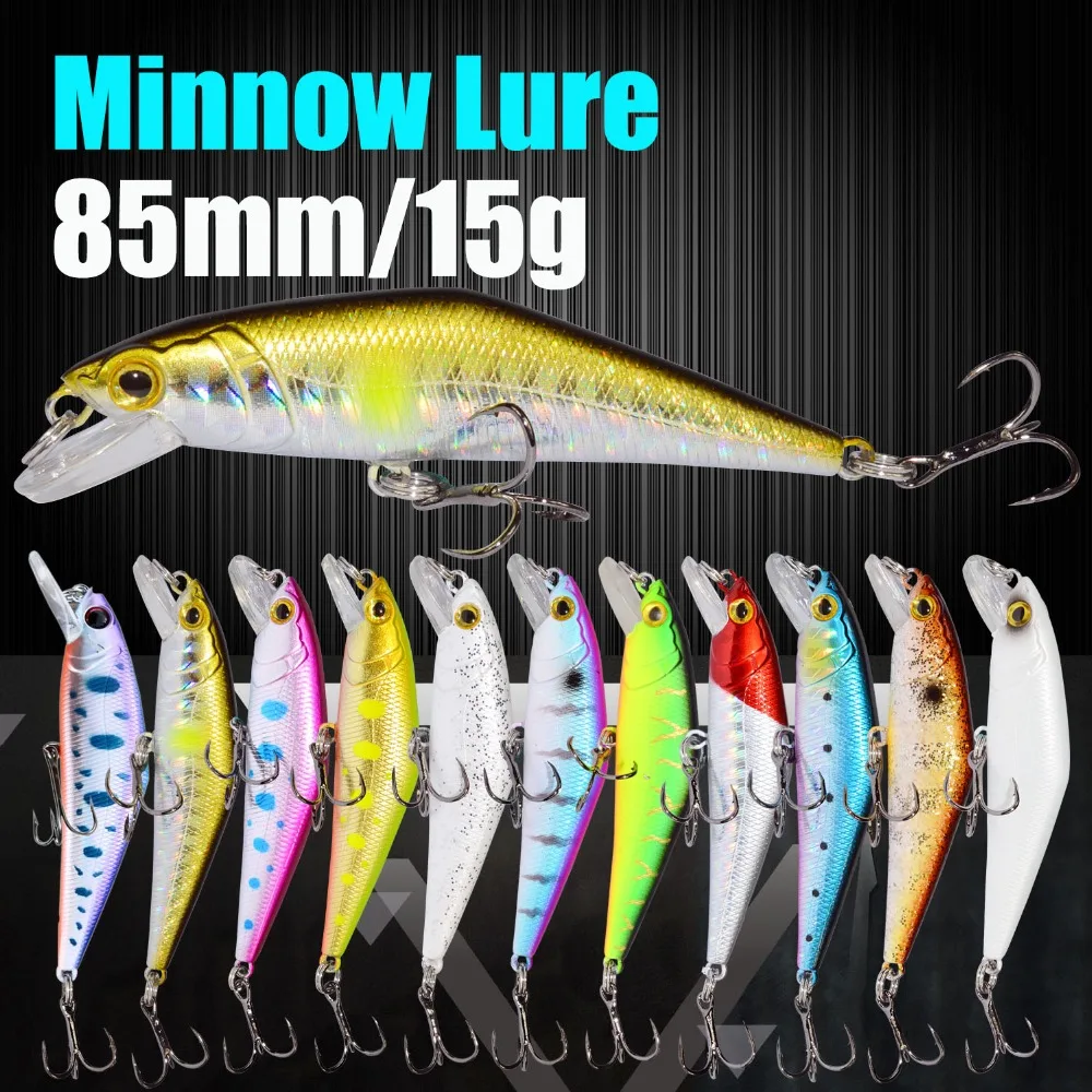 Жесткая Приманка Minnow 85 мм/15 г тонущие рыболовные наживки с Trebke крючки плавающая