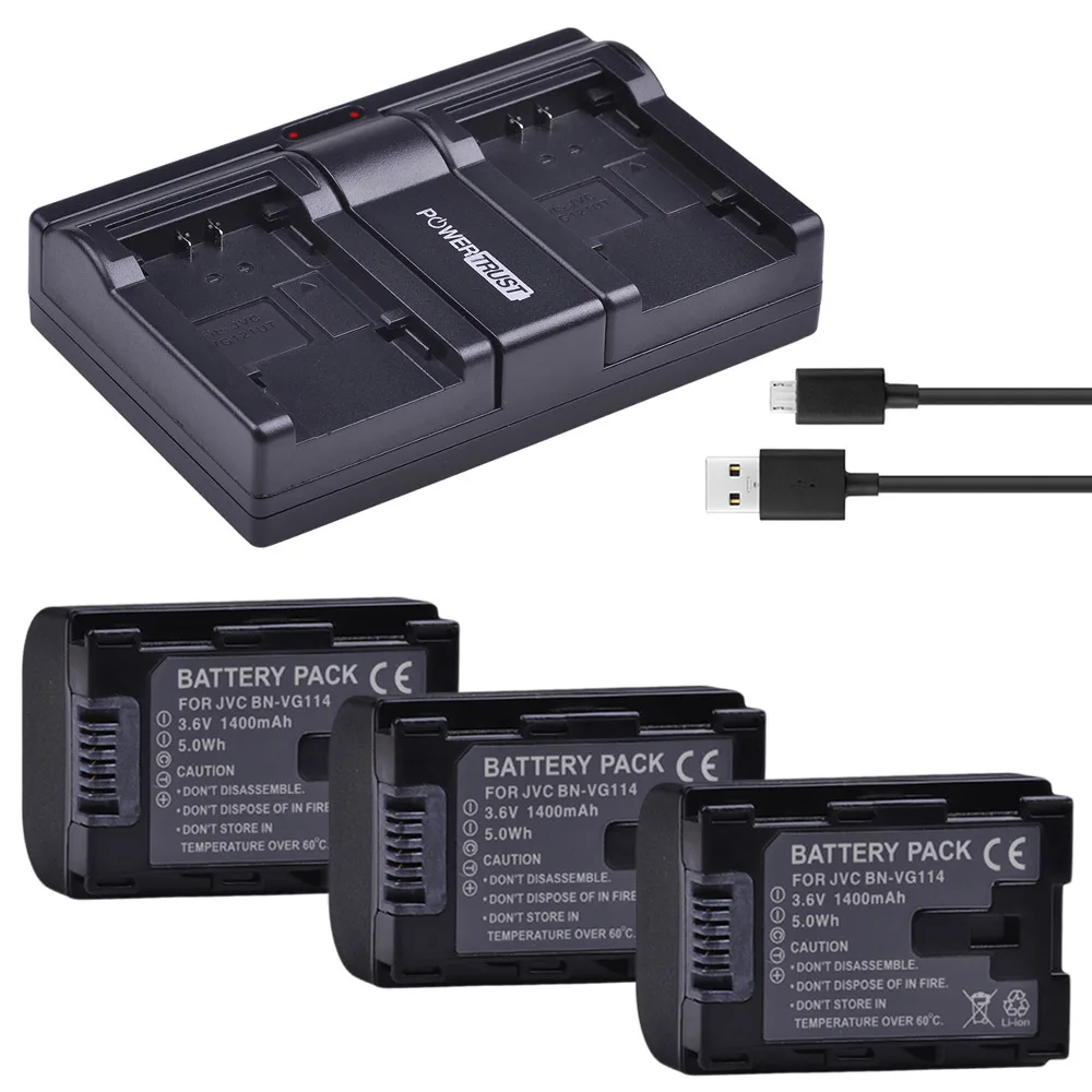 3battery and charger 2x1400 мА/ч, BN-VG114 BNVG114 BN VG114 Батарея и Зарядное устройство для JVC VG108U VG107U VG114U BNVG121 VG138U VG138 VG107E VG121E VG114E - Цвет: 3battery and charger