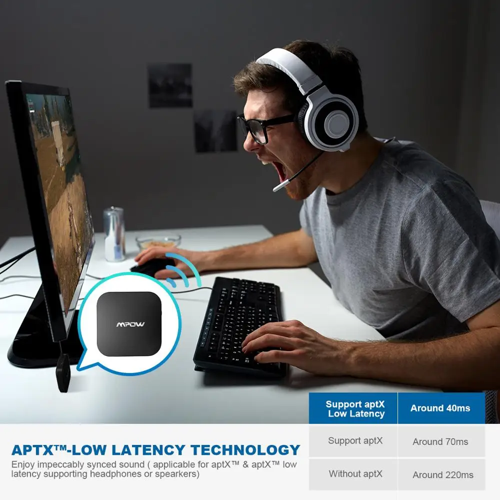 Mpow беспроводной Bluetooth передатчик Bluetooth5.0 адаптер с aptX низкой задержкой 3 5 мм аудио