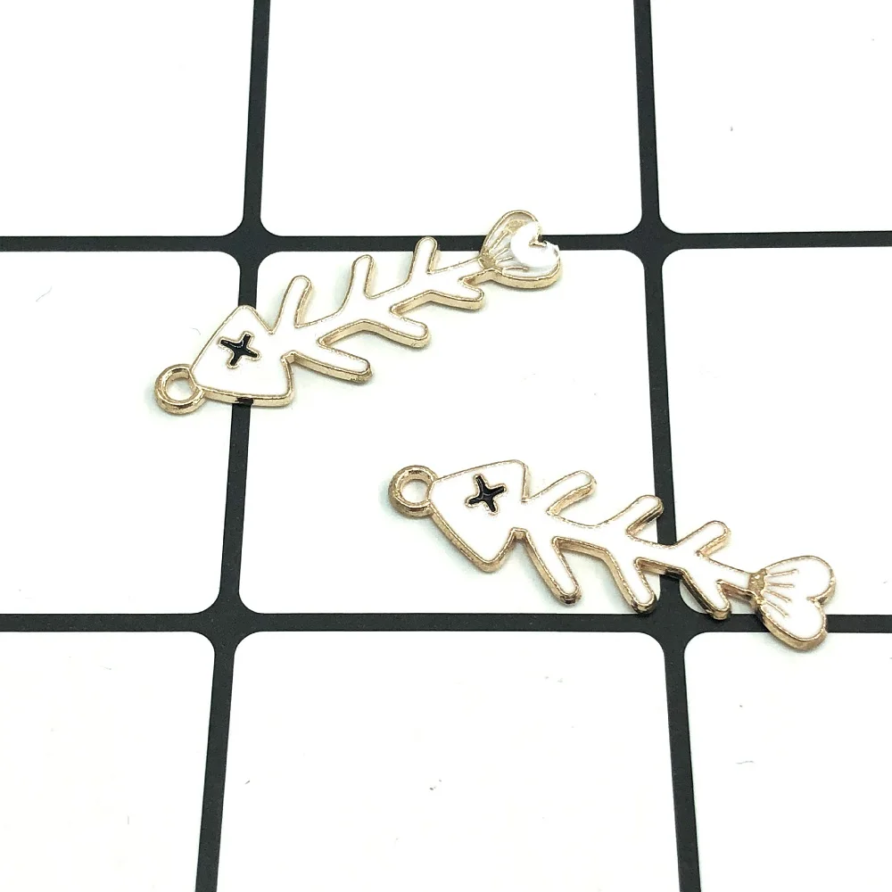 10Pcs/lot High Quality Fashion Enamels Charms Gift Fish Bone Alloy Pendant Bracelet Necklace Jewelry Accessories DIY Craft | Украшения и