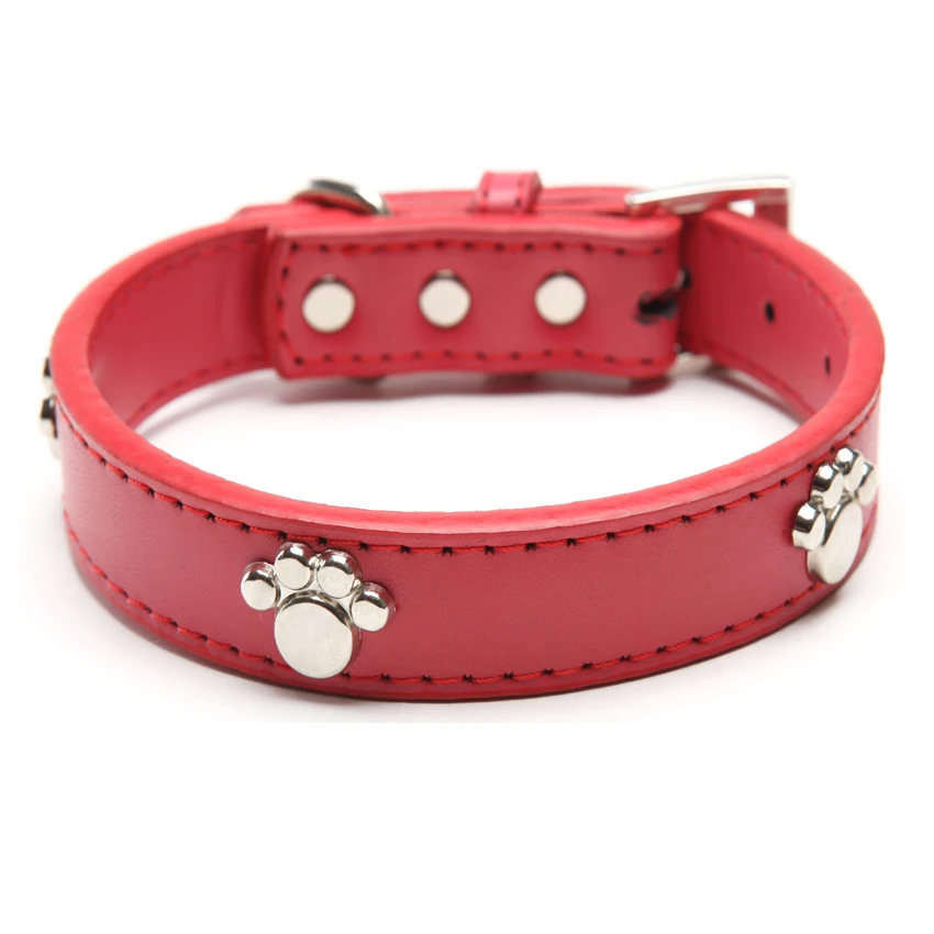 Collar ajustable de cuero Real para perros y gatos, 12 unids/lote, tachuelas, corte de pata, cachorros, medianos y grandes, Env&iacute;o Gratis-1
