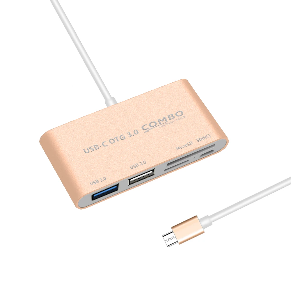 50 шт. 5в1 Алюминиевый USB 3 0 концентратор C type SD/TF кардридер Micro порт питания