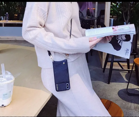 Простой Кожаный чехол-кошелек для кредитных карт чехол-бампер чехол через плечо