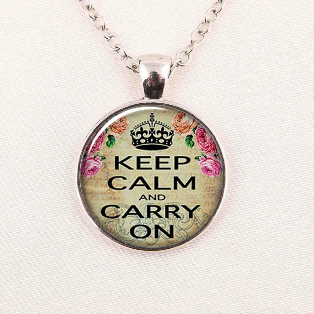 Оптовая продажа ожерелье из круглого стекла подвеска с надписью Keep Calm and Love