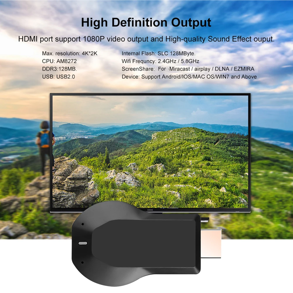 Беспроводной Wi Fi приемник для AnyCast M2/M4 Plus 1080P дисплей HDMI совместимый переключатель