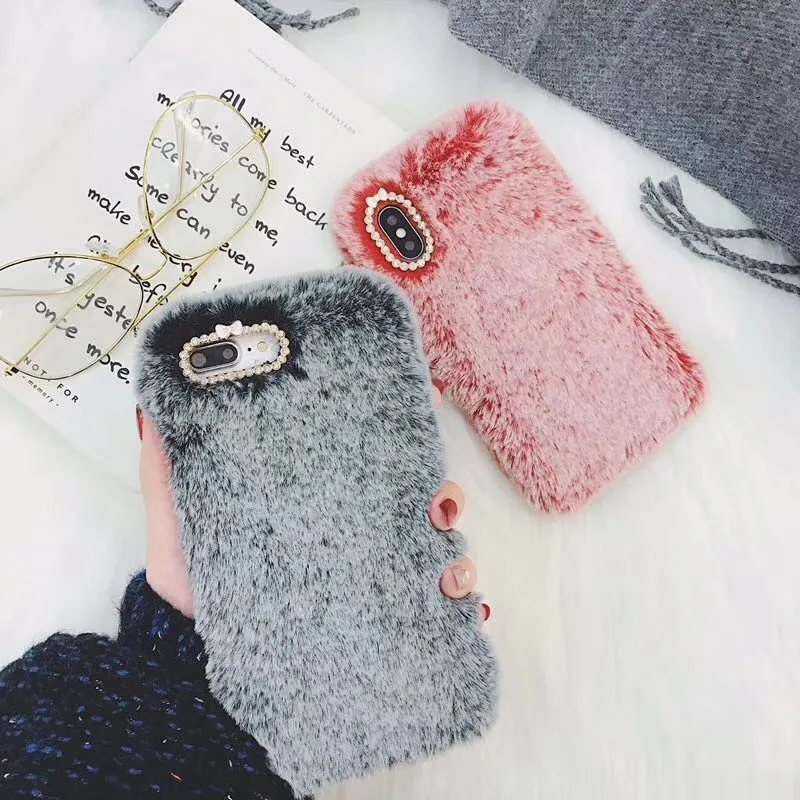 Пушистый чехол для iPhone X XS XR 11 Pro MAX зимние теплые пушистые плюшевые чехлы с