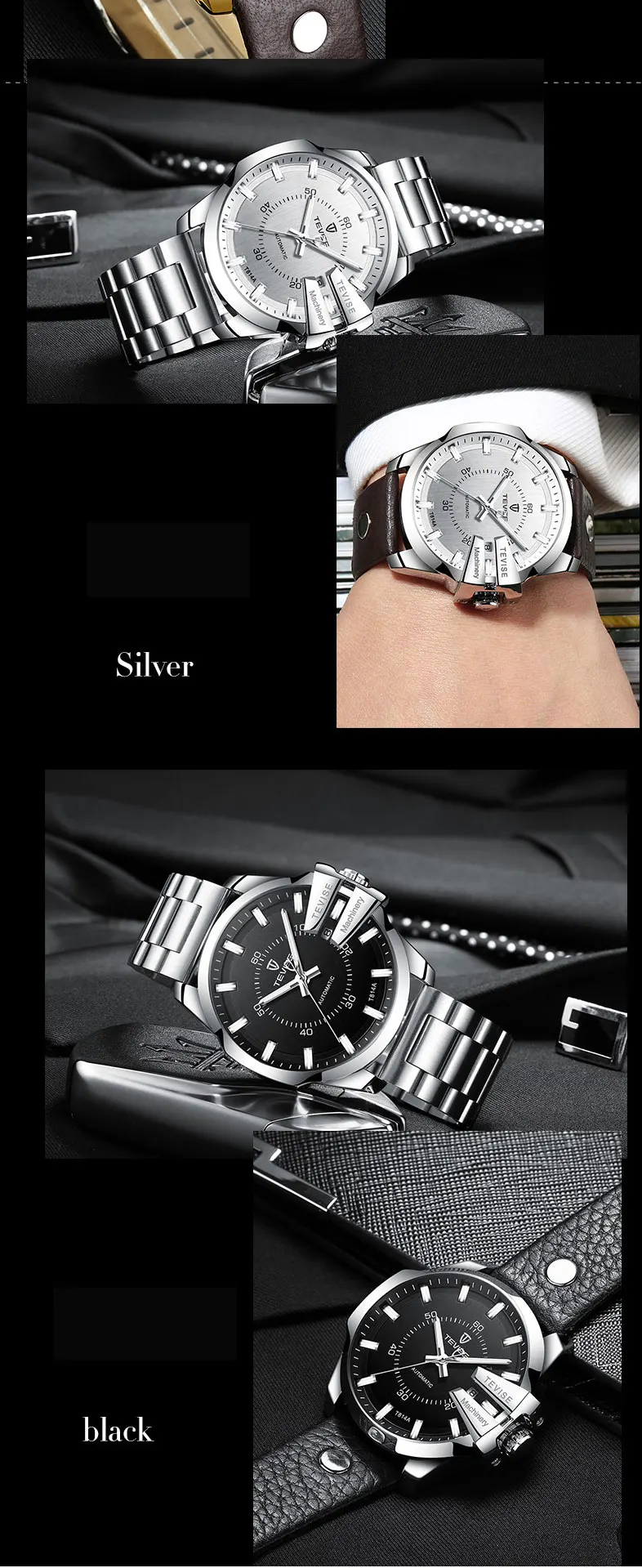 Новинка, мужские механические часы Tevise, Автоматическая Дата, Модные Роскошные водонепроницаемые золотые часы, мужские спортивные деловые часы, Reloj Hombre