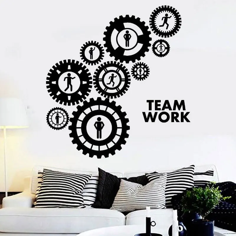 Виниловые наклейки на стену Gearwheel для работы в команде украшение офиса