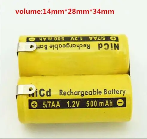 

Новые аккумуляторные батареи 5/7AA 2,4 в 500 мАч 5/7AA2.4V500mAh Ni-Cd, аккумуляторные батареи для бритвы с ножками ног, 2 шт./лот