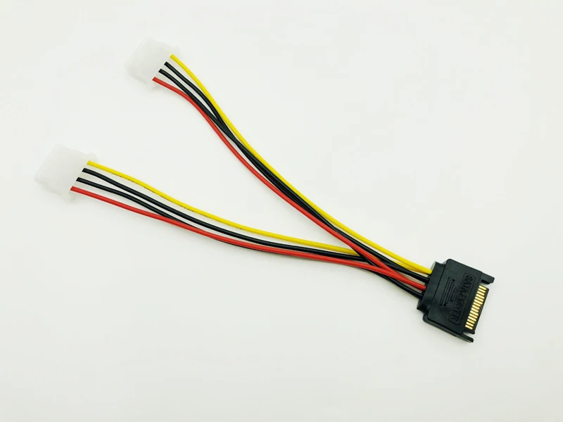 5 шт. кабель питания 15Pin SATA к 2 двойной 4Pin IDE Molex силовой свинцовый сплиттер шнур 18AWG