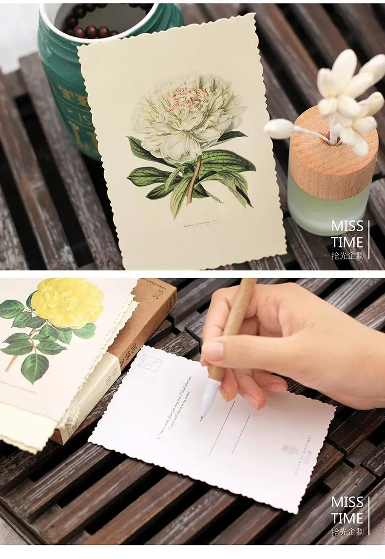 30 шт./кор. Винтаж Цветок карты Почтовые открытки DIY поздравительной открытки карточки для заметок закладки Подарки офисные и школьные принадлежности