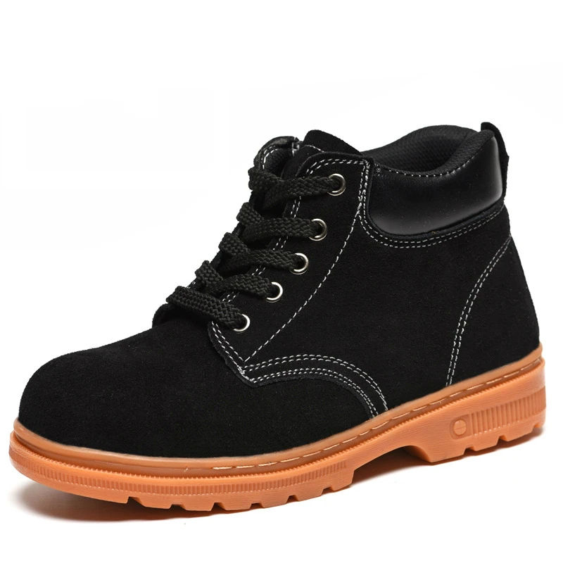 

new fashion mens large size steel toe cap working safety shoes cow suede leather sneakers anti-pierce non-slip security boots