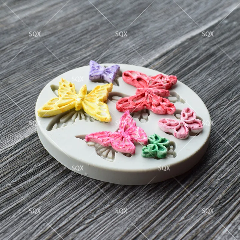 Новое поступление кружевами и украшением в виде бабочки силиконовые формы Fondant