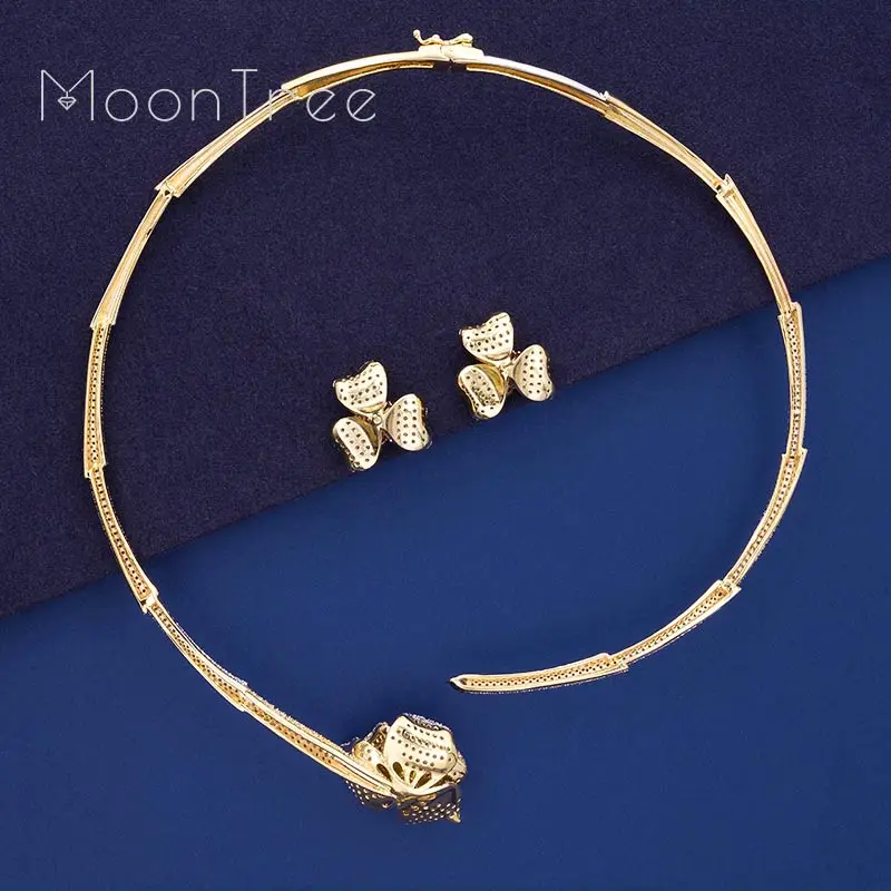 MoonTree Модный Роскошный цветок Роскошные Стразы AAA кубический цирконий 3 тона