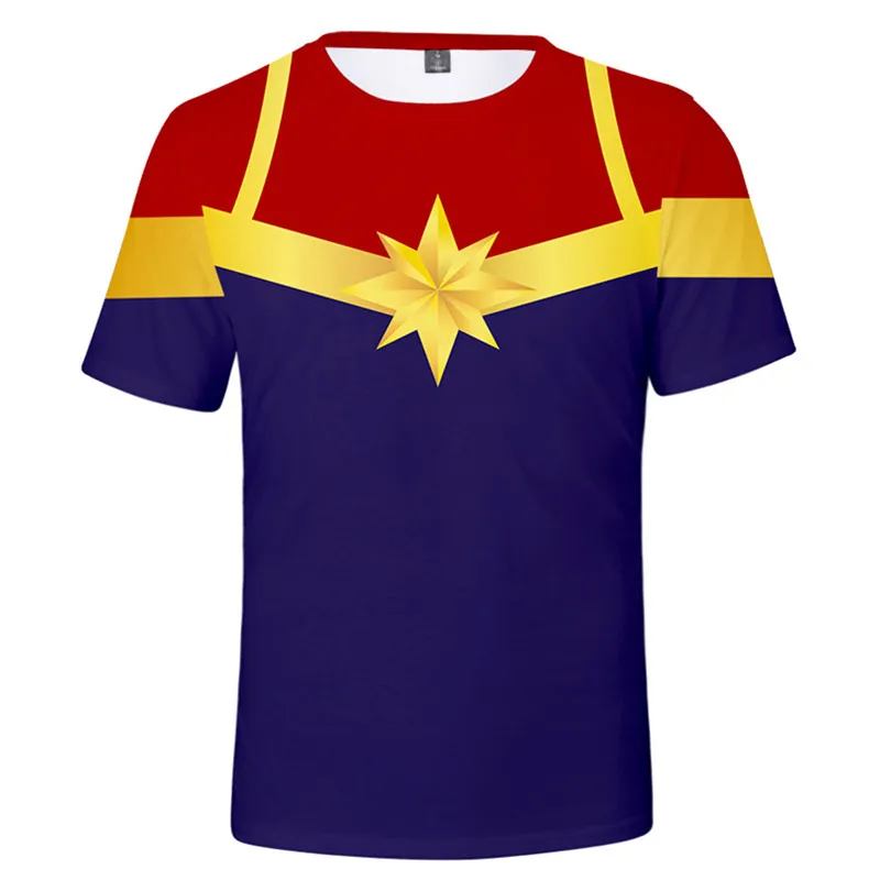 Новые мстители капитан Марвел Косплей Костюм Carol Danvers Мужская и женская футболка