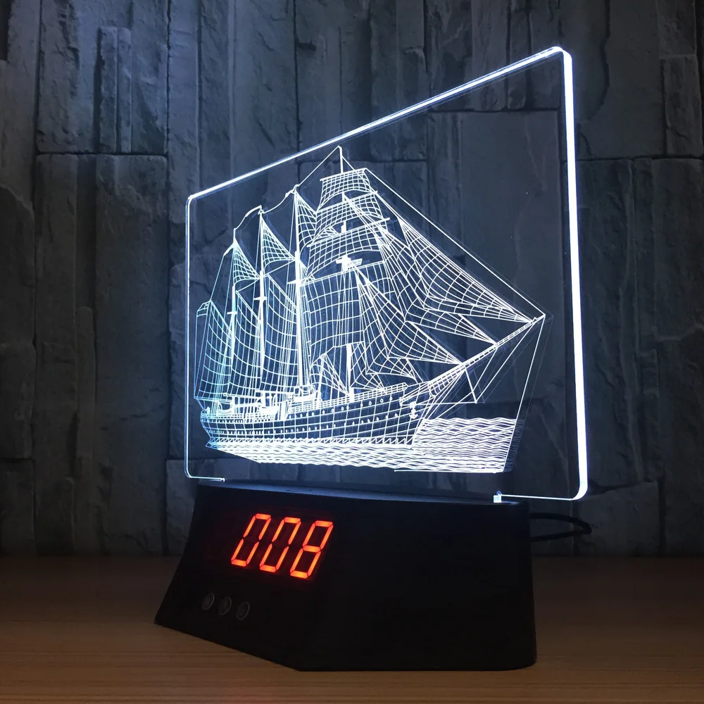 Новый 3D Парусник модель энергосберегающий светодиодный светильник база