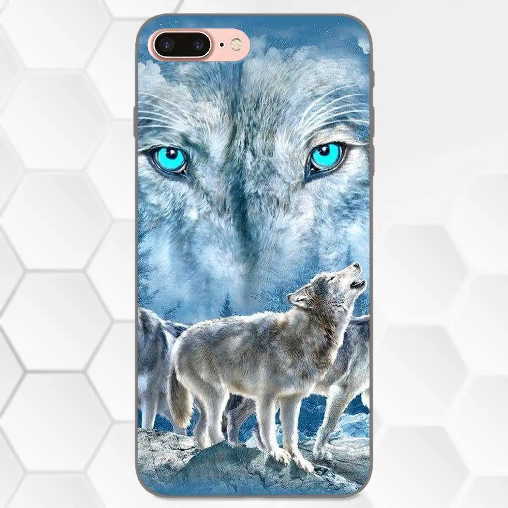 Чехол Wolf Blue Eyes для Apple iPhone 4 4S 5 5S SE 6 6S 7 8 Plus X XS Max XR мягкий чехол из ТПУ с