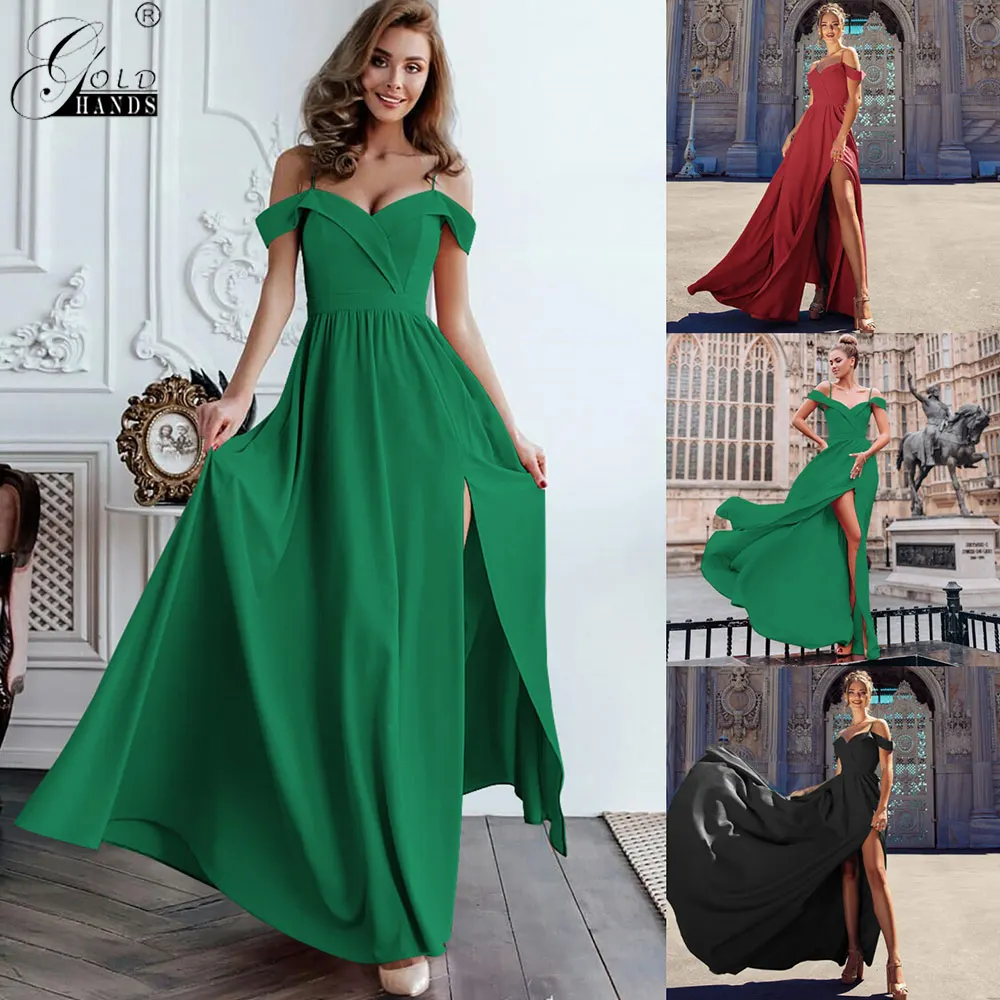 Female Casual Strap V Neck Sleeveless Split Ball Gown Maxi Dress Luxury Summer Women Sexy Elegant Formal Long Party | Женская одежда