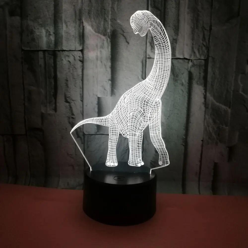 3D лампа динозавра с длинным горлышком Юрского периода светодиодный USB домашний