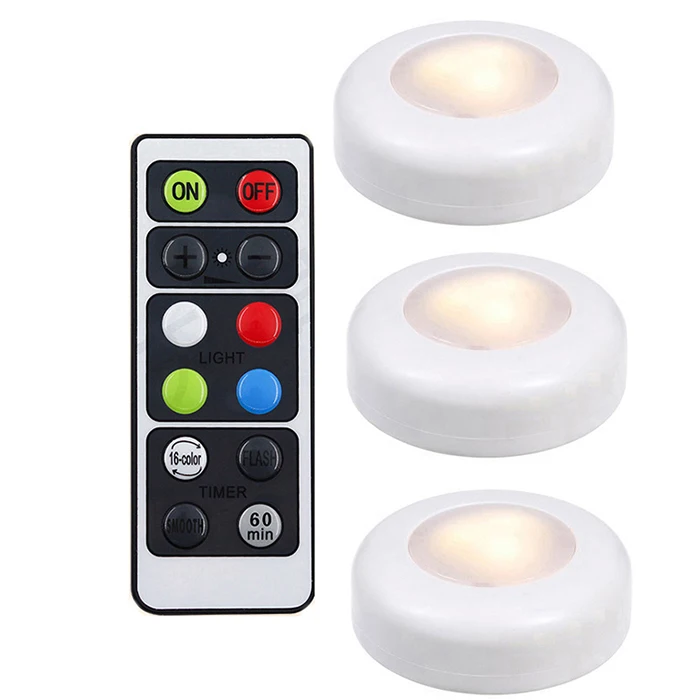 3 lamp 1 controller RGB 16 цветов 3 режима светодиодный светильник для шкафа беспроводной затемняемый сенсорный датчик под шкаф светильник светодиодный шайба светильник шкаф ночной Светильник s - Цвет: 3 lamp 1 controller