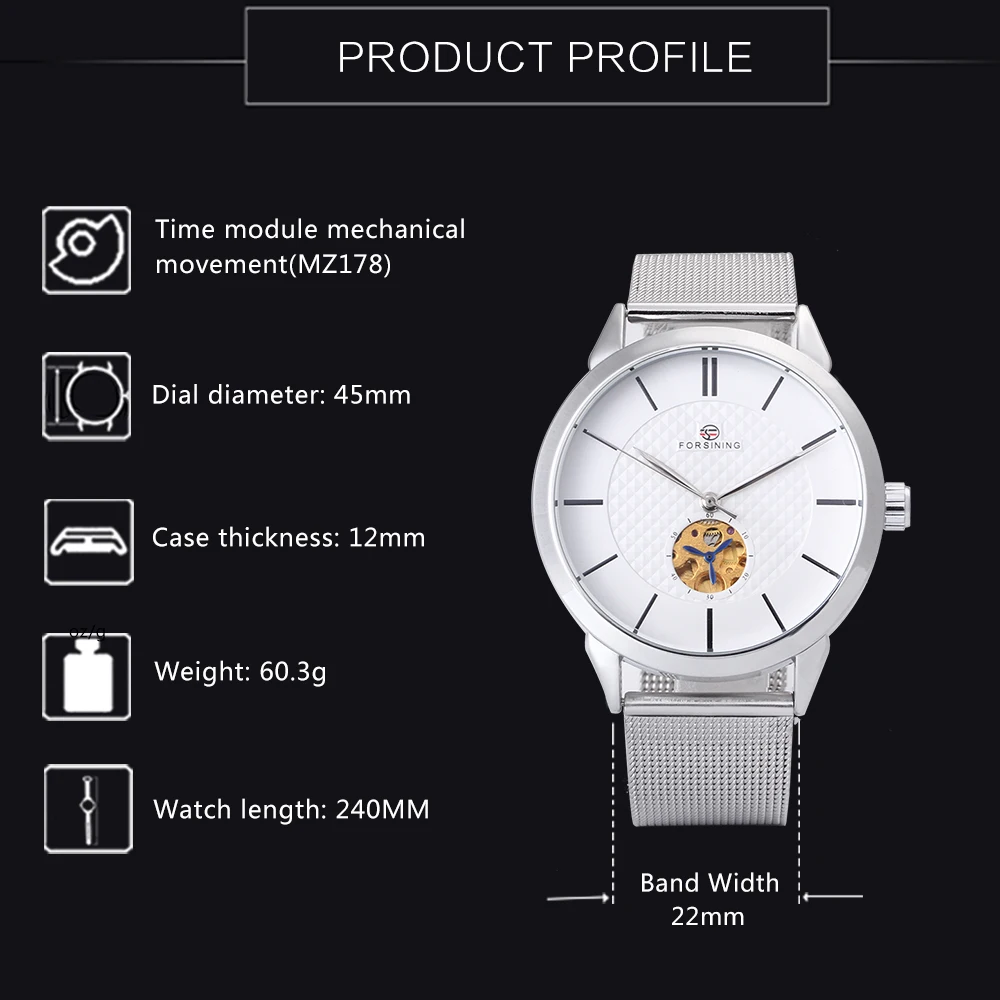 Часы наручные FORSINING Мужские механические брендовые Роскошные городские