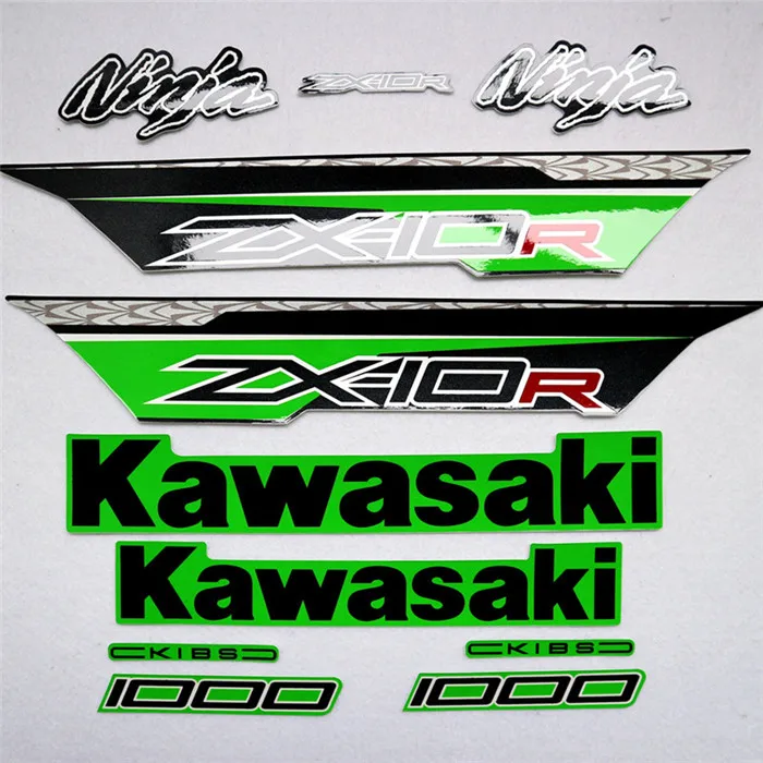 Зеленый Мотоцикл для Kawasaki NinjaZX10R 11-13 Ninja ZX 10R 2011-2013 ZX10R наклейка полный комплект аппликация Высокое качество весь автомобиль наклейка - Цвет: Зеленый
