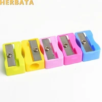 free shipping mini plastic pencil sharpener candy color hand mechanical cutter knife stationery gift school supplies cl 2221