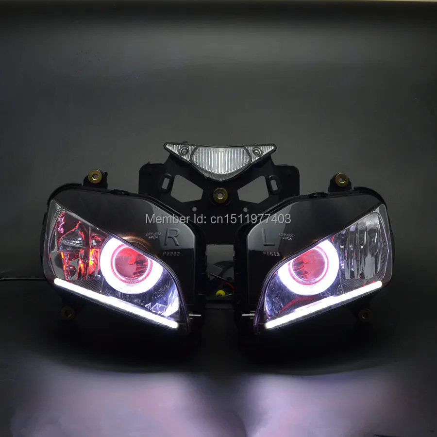 Заказной проектор фары белый Ангел глаза красный демон глаза и DRL HID преобразования в сборе подходит для CBR1000RR CBR1000 RR 04-07