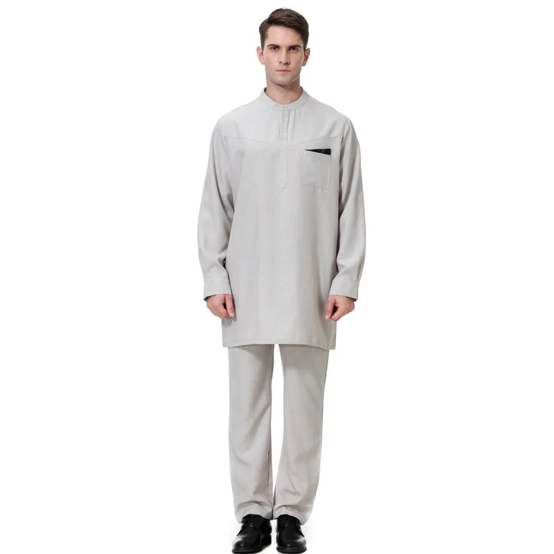 Jubba Thobe для мужчин кафтан мусульманские Брюки костюм мусульманская одежда s Agal