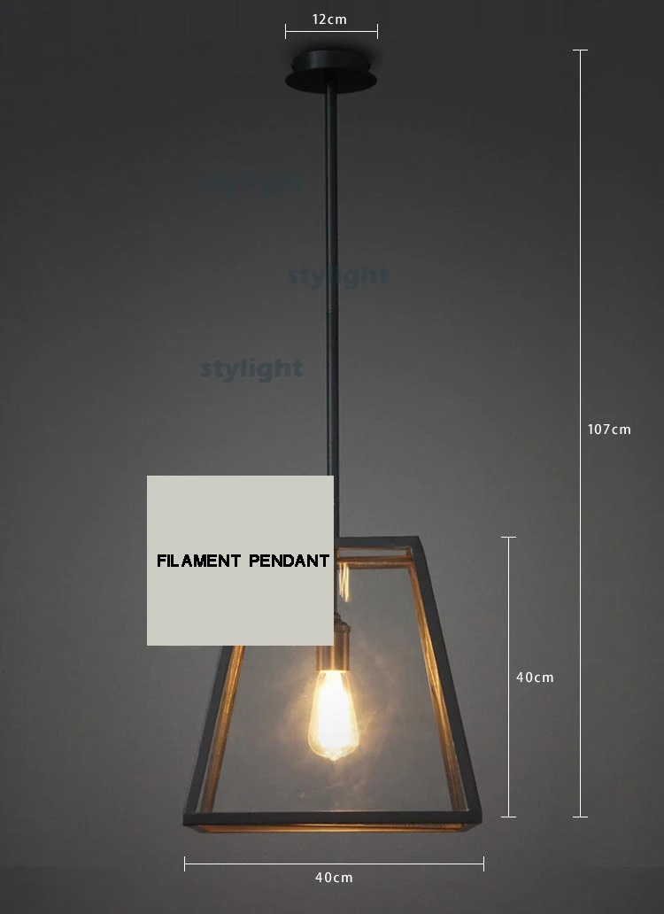 Винтажная Подвесная лампа накаливания стеклянный бокс с лампочками Эдисона