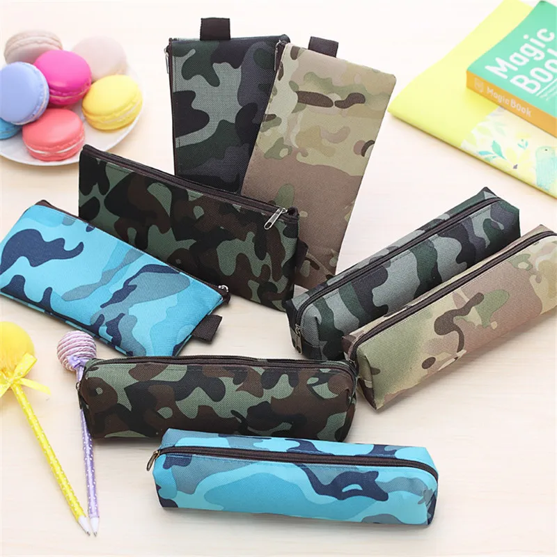 

1pc Kawaii Fashion Army Camouflage Canvas Pen Pencil Case Large Capacity Pencilcase Bag School Office Supply Student Stationary